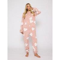 Loungeable Jaquard Heart All In One - Pink