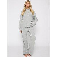 Loungeable Soft Knit Hoodie And Trouser Lounge Set - Grey