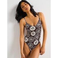 Mango Printed Swimsuit - Dark Brown