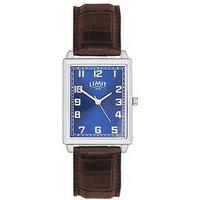 Limit Limit 30Mm Mens Rectangular Silver Analogue Watch With Brown Strap