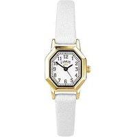 Limit 22Mm Womens Octagonal Gold Analogue Watch With White Strap