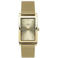 Limit Limit 23Mm Womens Rectangular Gold Analogue Watch With Gold Mesh Strap