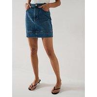 V By Very Waist Tab Denim Mini Skirt - Mid Wash