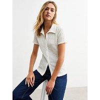 New Look Off White Textured Short Sleeve Shirt - Cream