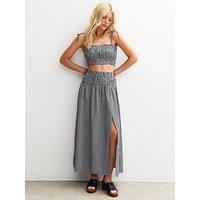 New Look Gingham Check Slit Hem Maxi Skirt - Black