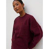 Pretty Lavish Bronte Exposed Seam Pocket Jumper - Red