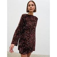 Pretty Lavish Bow Sequin Mini Dress - Brown