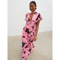 Pretty Lavish Andi V-Neck Frill Maxi Dress - Multi