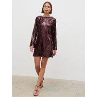 Pretty Lavish Brioni Sequin Bow Mini Dress - Red