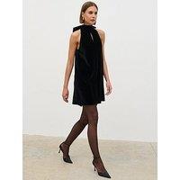 Pretty Lavish Bella Bow Velvet Mini Dress - Black