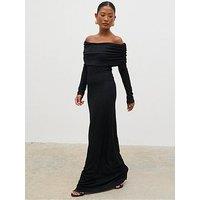 Pretty Lavish Perrie Bardot Lurex Jersey Dress - Black