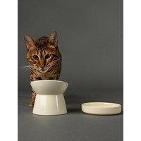 Scruffs Icon Raised Cat Feeder Bowl & Saucer Set - Cream