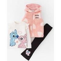Disney Lilo & Stitch Stitch And Angel 3 Piece Gilet Set - Pink