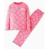 Barbie Rib Wide Leg Pyjamas - Pink