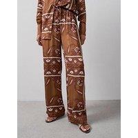 The Very Collection Paisly Satin Trouser Co-Ord - Print