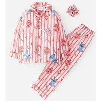 Disney Lilo & Stitch Angel & Stitch Festive Satin Pyjamas With Scrunchie - Red