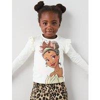 Disney Princess Tiana Princess Frill Sleeve T-Shirt - Cream