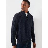 Ps Paul Smith Regular Fit Cable Half Zip Knitted Jumper - Navy