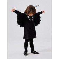 Name It Mini Girls Halloween Bat Dress With Wings - Black
