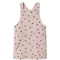 Name It Mini Girls Heart Print Dungaree Dress - Pink