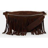 Accessorize Suede Fringe Bumbag - Chocolate