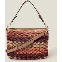 Accessorize Stripe Raffia X Body Bag - Rust