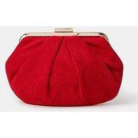 Accessorize Suedette Pleat Clutch - Red