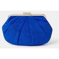 Accessorize Suedette Pleat Clutch - Cobalt