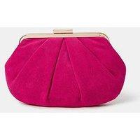 Accessorize Suedette Pleat Clutch - Fuchsia