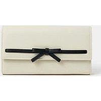 Accessorize Mono Bow Clutch Bag - Cream