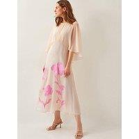 Monsoon Natalie Embroidered Cape Midi Dress - Cream