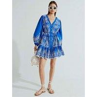 River Island Long Sleeve Poplin Shirt Dress - Blue