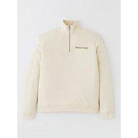 Jack & Jones Junior Boys Embroidered Half Zip Sweatshirt - Light Cream