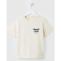 Jack & Jones Mini Younger Boys Typo Print Short Sleeve T-Shirt - Light Cream