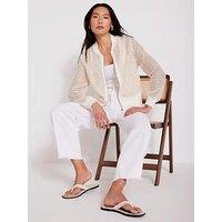 Mint Velvet Neutral Sequin Bomber Jacket - Cream