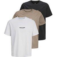 Jack & Jones Junior Boys 3 Pack Vesterbro Short Sleeve T-Shirts - Multi