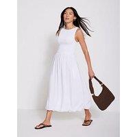 Mint Velvet Bubble Hem Midi Dress - White