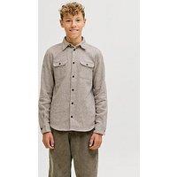 Jack & Jones Junior Boys Melange Long Sleeve Overshirt - Beige