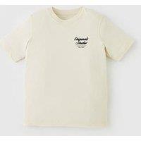Jack & Jones Junior Boys Typo Back Print Short Sleeve T-Shirt - Light Cream