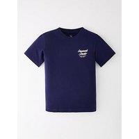 Jack & Jones Junior Boys Typo Print Short Sleeve T-Shirt - Blue