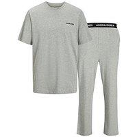 Jack & Jones Junior Boys Everest Short Sleeve T-Shirt & Pants Pyjama Set - Light Grey