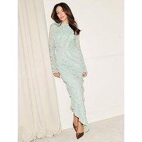 Michelle Keegan High Neck Lace Midaxi Dress - Green