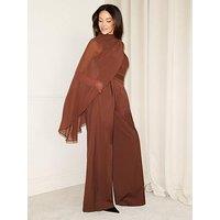 Michelle Keegan One Shoulder Cape Top - Brown