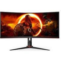 Aoc Cu34G2Xp/Bk 32In Uwqhd (3440X1440) 180Hz Fast Va Gaming Monitor - Black