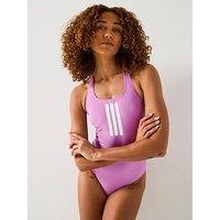 Adidas Women'S 3 Stripe Mid Swimsuit - Purple