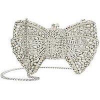 Dune London Enchant Embellished Bow Clutch Bag - Silver
