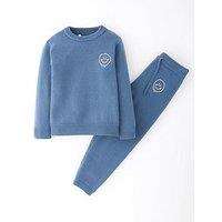 Mini V By Very Boys Knitted Smiley Detail Jumper And Straight Leg Jogger Set - Navy