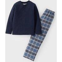 The Very Collection Boys Check Woven Bottoms And Long Sleeve Tshirt Set - Blue