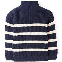 The Very Collection Boys Half Zip Stripe Knitted Jumper - Navy
