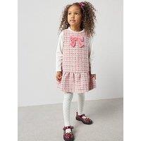 The Very Collection Girls Tartan Peplum Dress With Bow - Pink